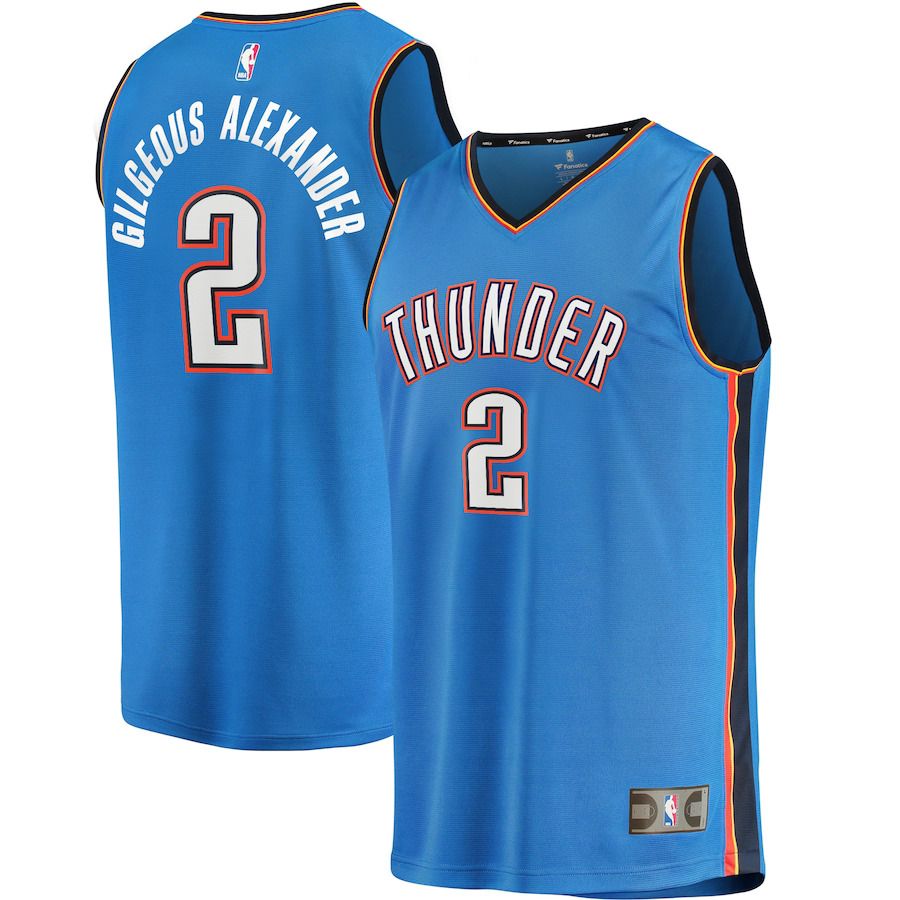 Men Oklahoma City Thunder #2 Shai Gilgeous-Alexander Fanatics Branded Blue Fast Break Player NBA Jersey->youth nba jersey->Youth Jersey